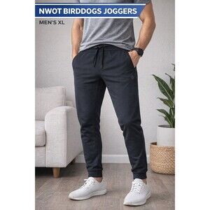 Birddogs Joggers Mens XL Black Athletic Stretch Tapered Gym Pants NWOT